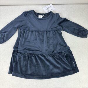 Polarn O. Pyret Velour Tiered Holiday Dress Dark Sapphire NWT 1-1.5Y